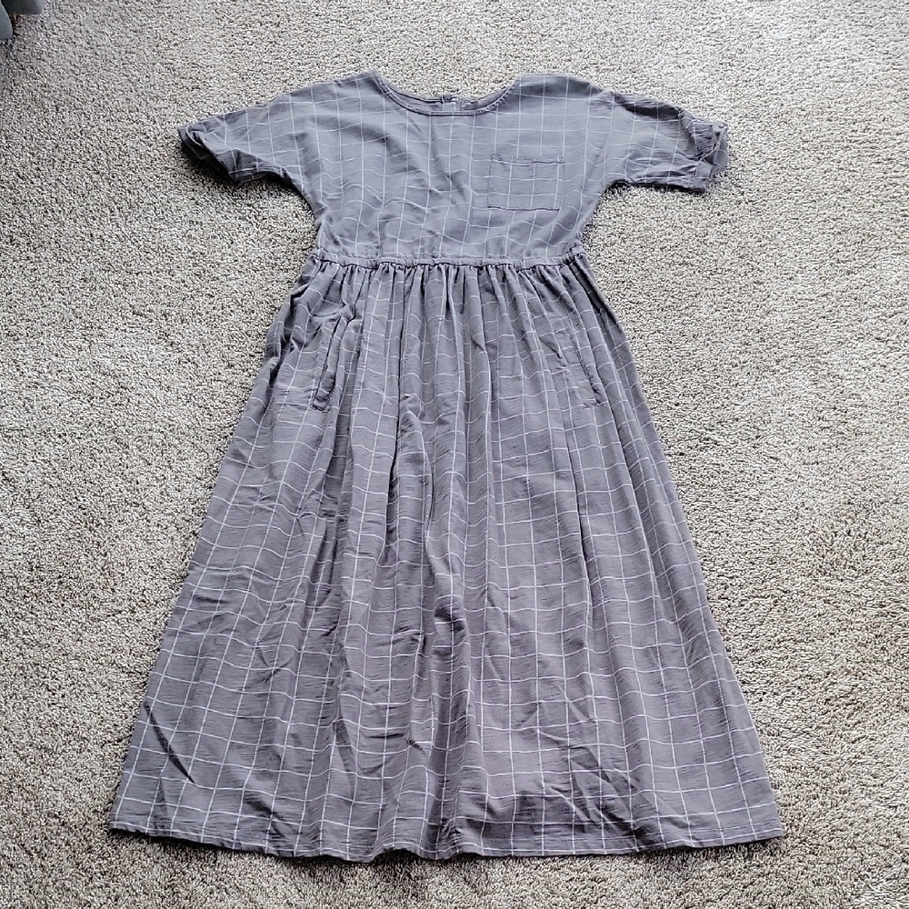 Rylee + Cru Charcoal Checkered Casual Dress